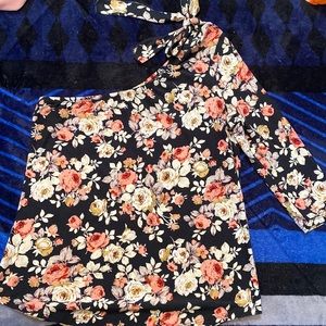 One shoulder blouse with bow detail